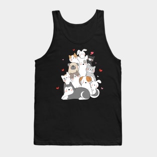dogs and cats in love-cat lover-dog lover-cute cat-cute dog-cats-dogs-catshirt-dogshirt Tank Top